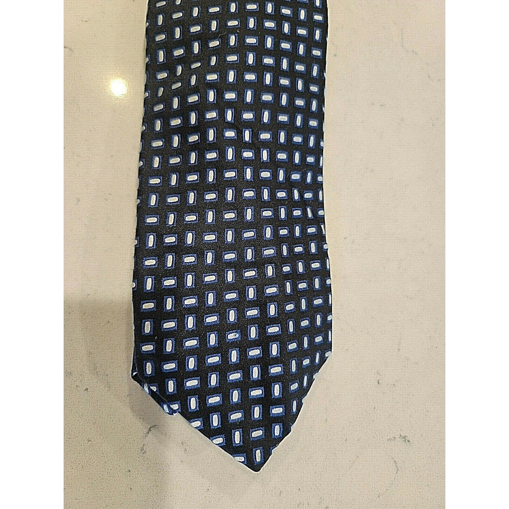 ROBERT TALBOTT Carmel Silk Tie Black geometric print USA Made hand sewn‎